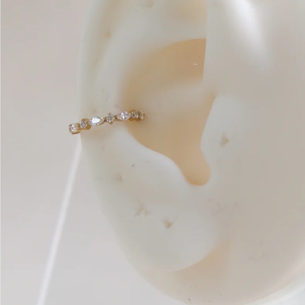 Elegant Silver and Crystal Ear Cuff